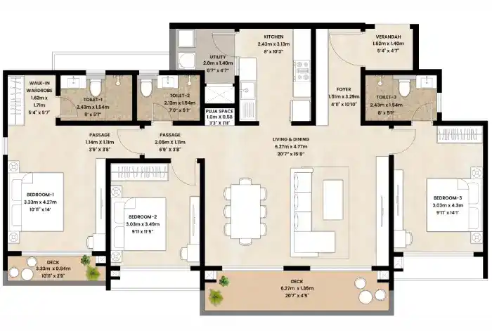 Mahindra Blossom floor plan 1