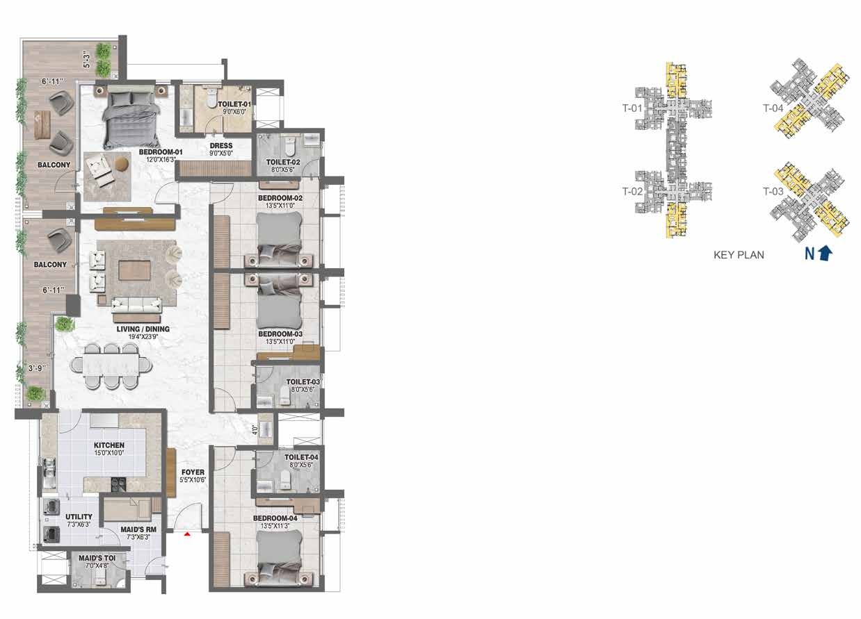 Prestige Ocean Pearl floor plan 4